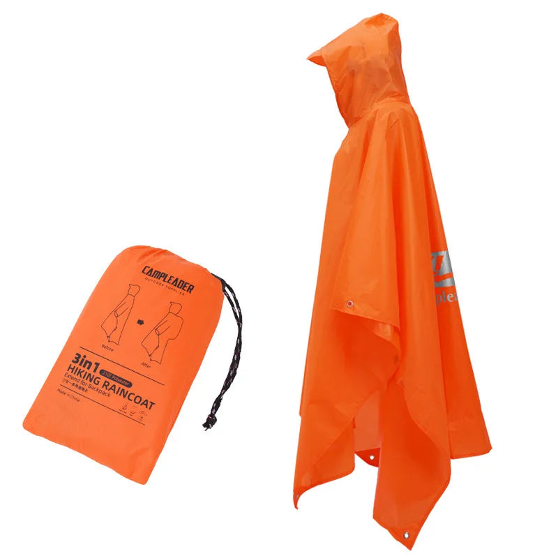 3-in-1 Waterproof Rain Poncho for Camping & Hiking