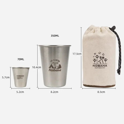 Outdoor Stainless Steel Camping Cup Set – 4/6/8PCS Portable