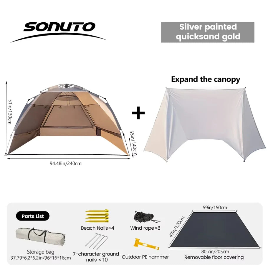 Pop Up Camping Tent 3-4 Person Quick Setup UV Protection