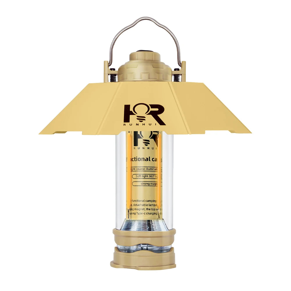 Retro LED Camping Lantern with Stepless Dimming