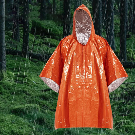 Emergency Rain Poncho with Mylar Heat Retention