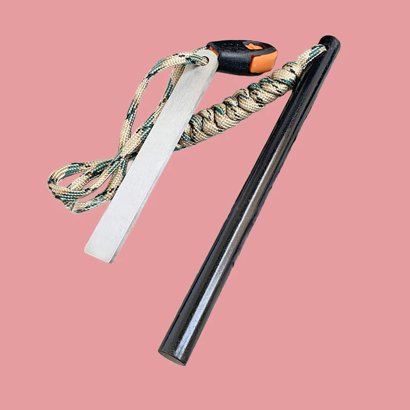 Outdoor Flint Magnesium Rod Fire Starter with Whistle