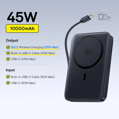 10000mAh Magnetic Power Bank with Fast Wireless Charging