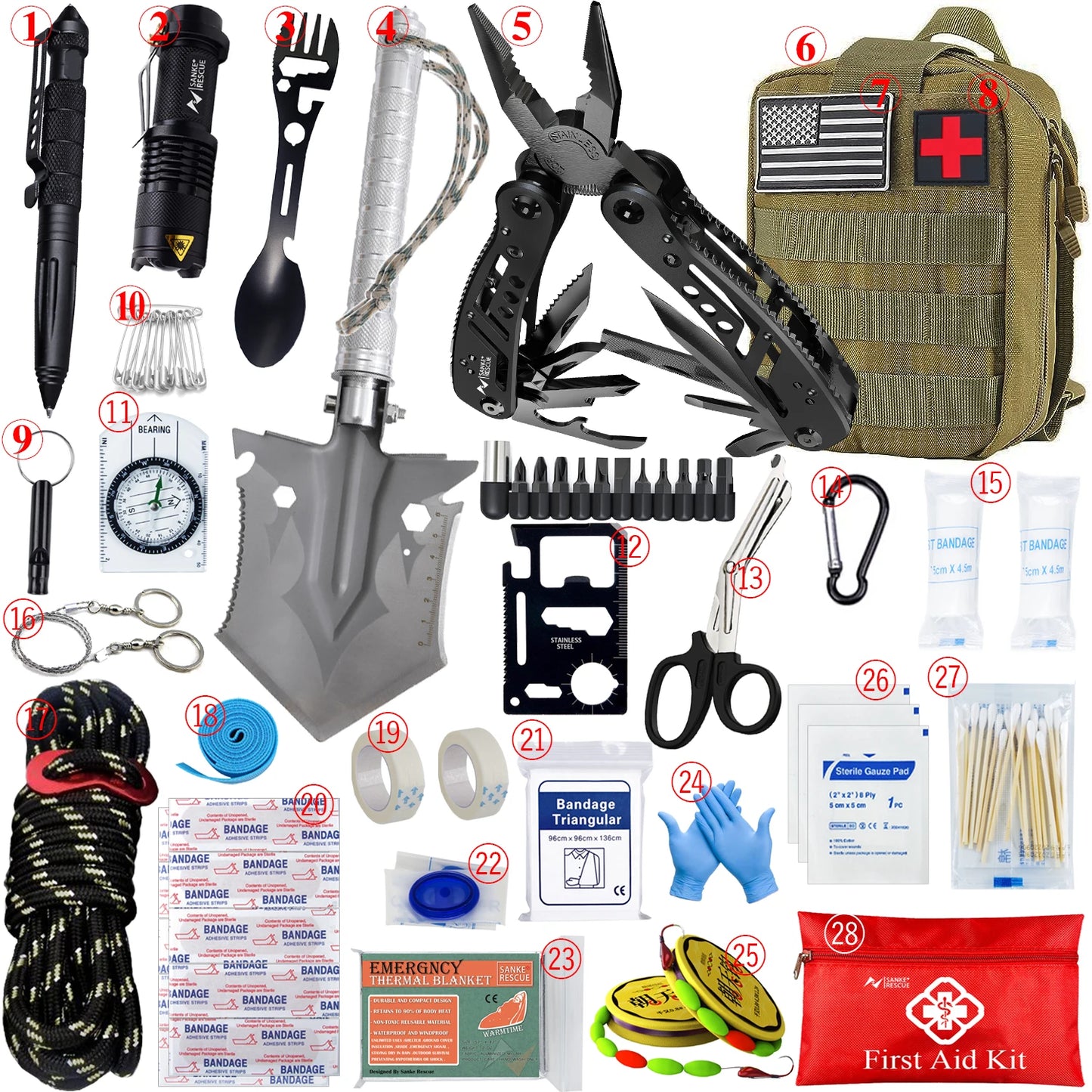 Survival First Aid Kit Complete Emergency Outdoor Pack
