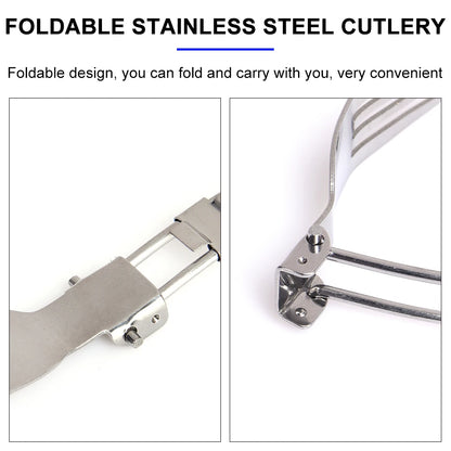 Portable Foldable Stainless Steel Cutlery Set for Camping