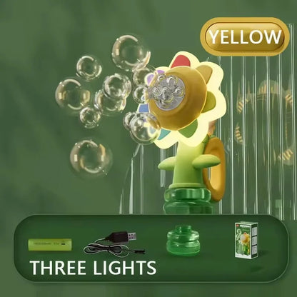 Sunflower Bubble Machine with Lights & 3-Speed Fun