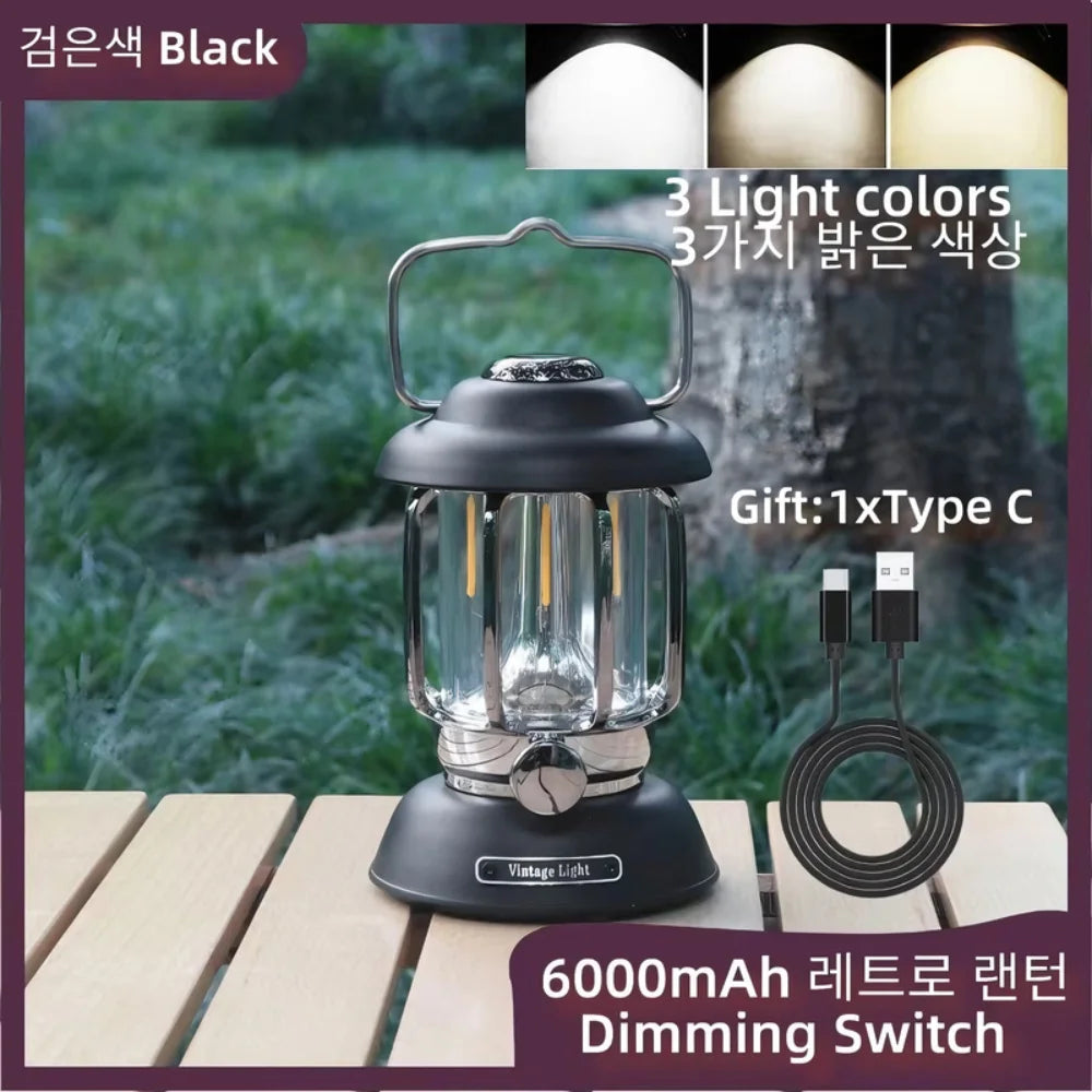 Retro Camping Lantern – Rechargeable Vintage Tent Light
