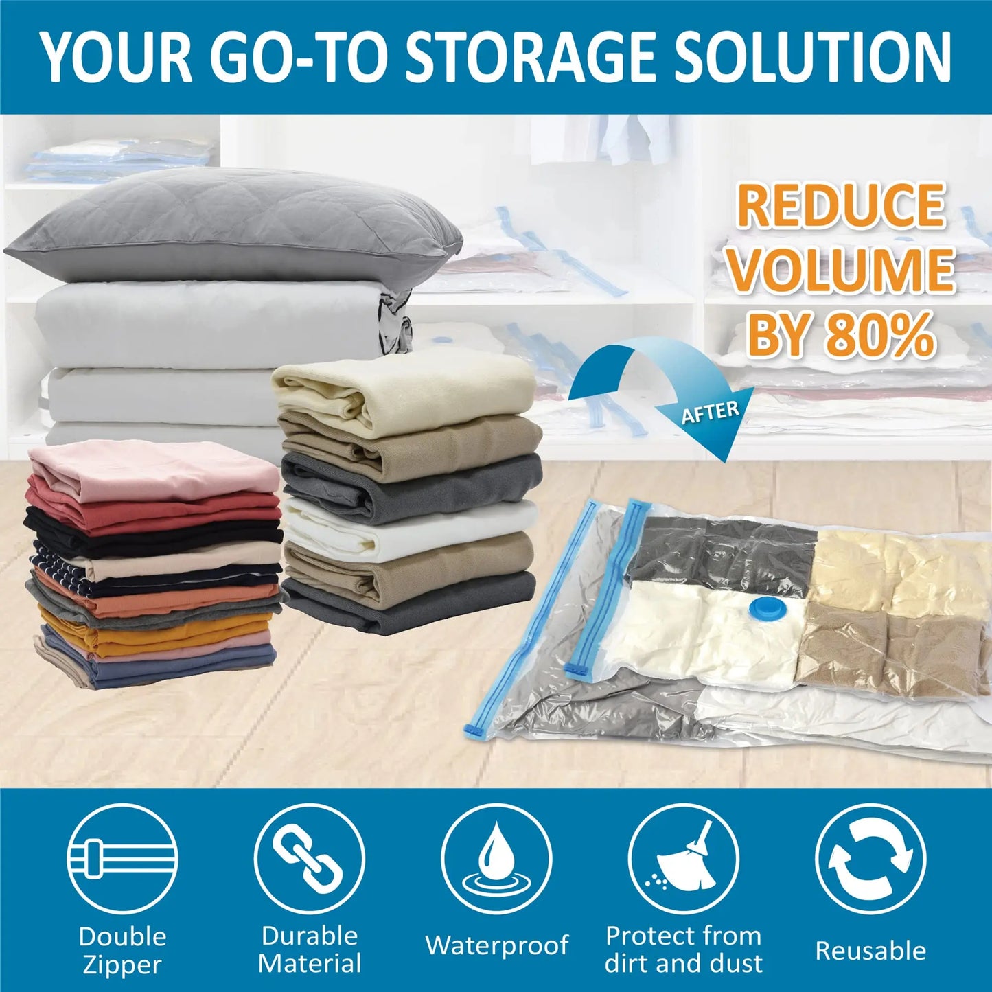 Vacuum Storage Bags Set Save Space Travel Packing