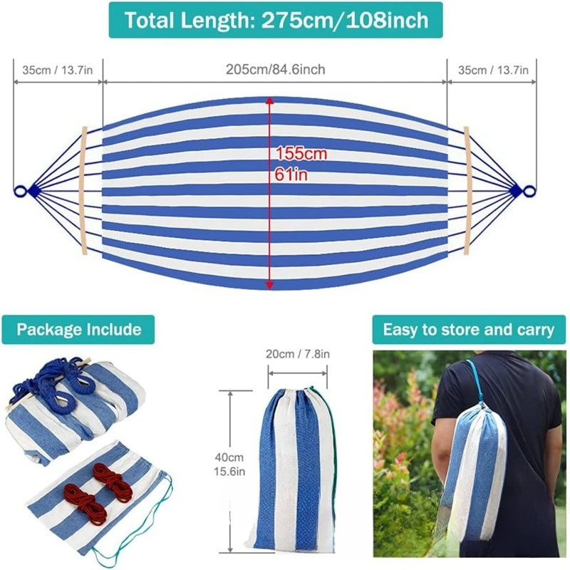 Double Canvas Hammock Anti-Roll Outdoor Comfort