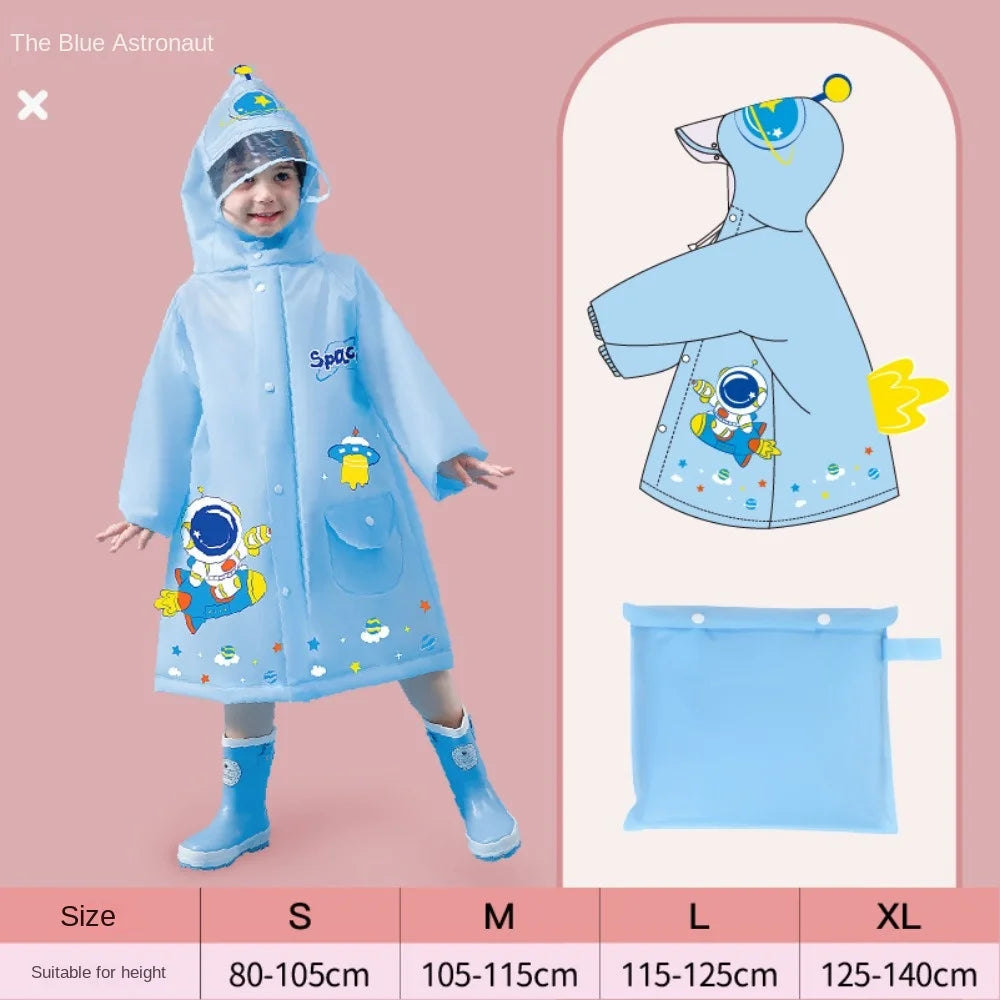 Kids Waterproof Raincoat with Backpack Cover