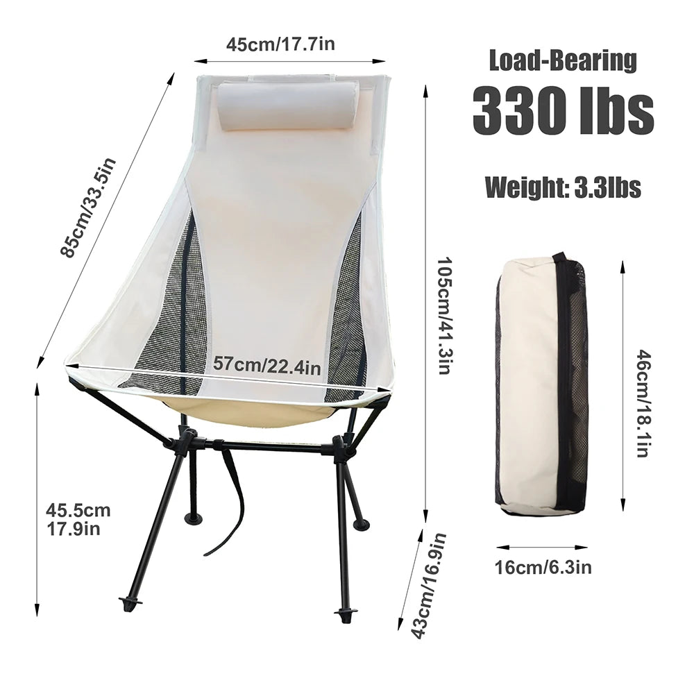 Folding Camping Chair with Headrest – Lightweight Comfort