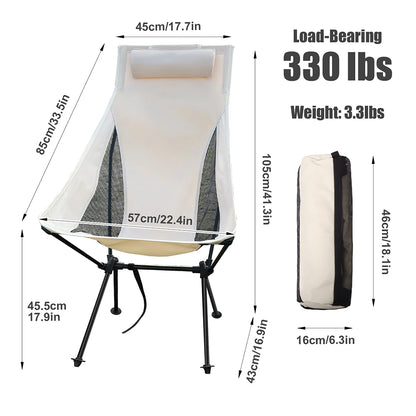 Folding Camping Chair with Headrest – Lightweight Comfort
