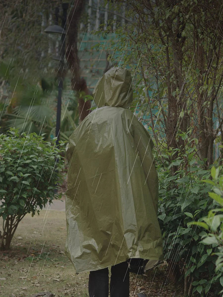 Emergency Rain Poncho with Mylar Heat Retention