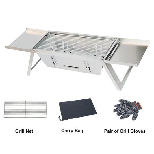 Portable Camping BBQ Grill – Foldable & Adjustable Heat