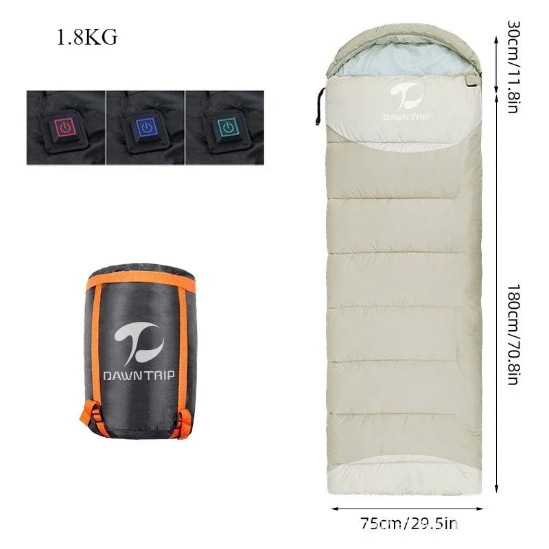 Heated Sleeping Bag USB Warm Winter Camping Comfort