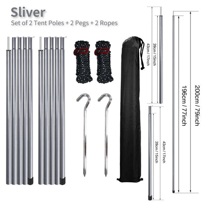 Adjustable Tent Poles Set for Stable Tarp Shelter