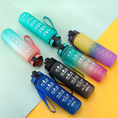 1L Sports Water Bottle with Time-Tracking Straw – Leak Proof