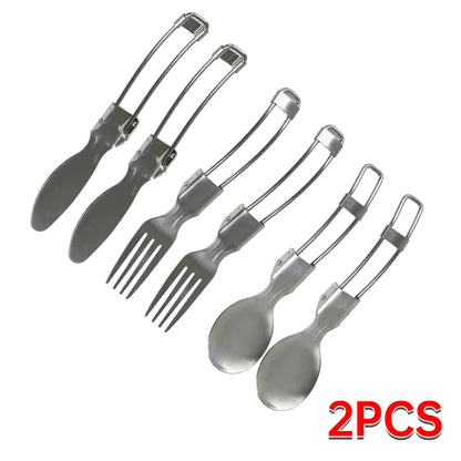 Camping Cutlery Set Foldable Stainless Steel Utensils
