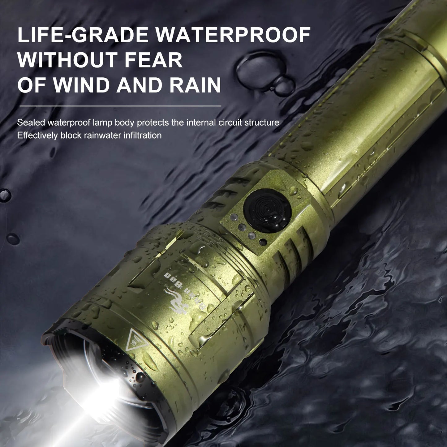 Rechargeable Zoom Flashlight 3000LM Long Distance