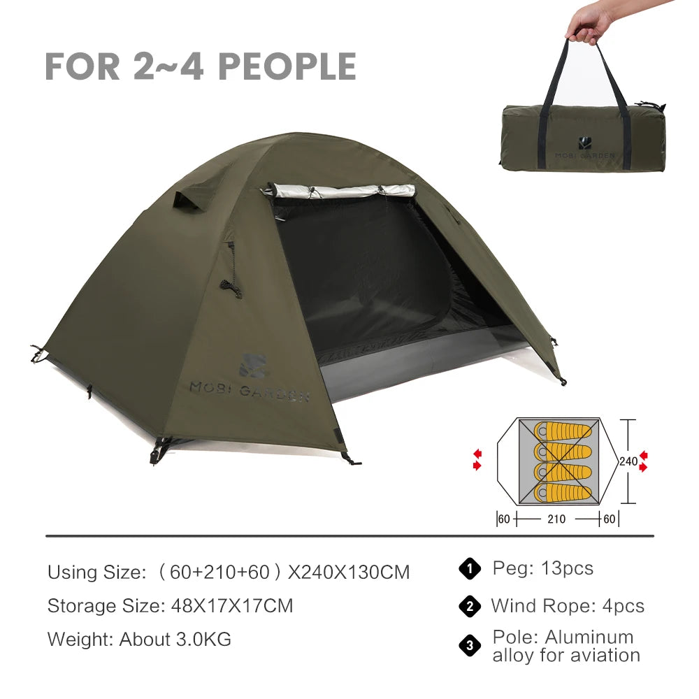 Camping Tent – Waterproof 3-4 Person Ultralight Shelter
