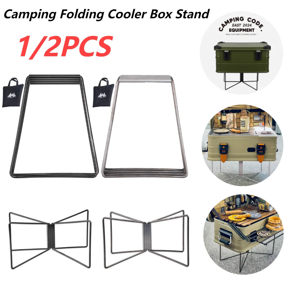 Camping Cooler Box Stand – Foldable Heavy-Duty Steel Rack