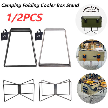 Camping Cooler Box Stand – Foldable Heavy-Duty Steel Rack