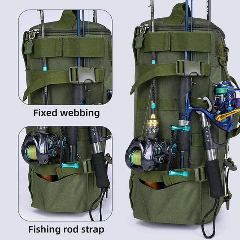 Fishing Backpack with Rod Holders & Large Storage
