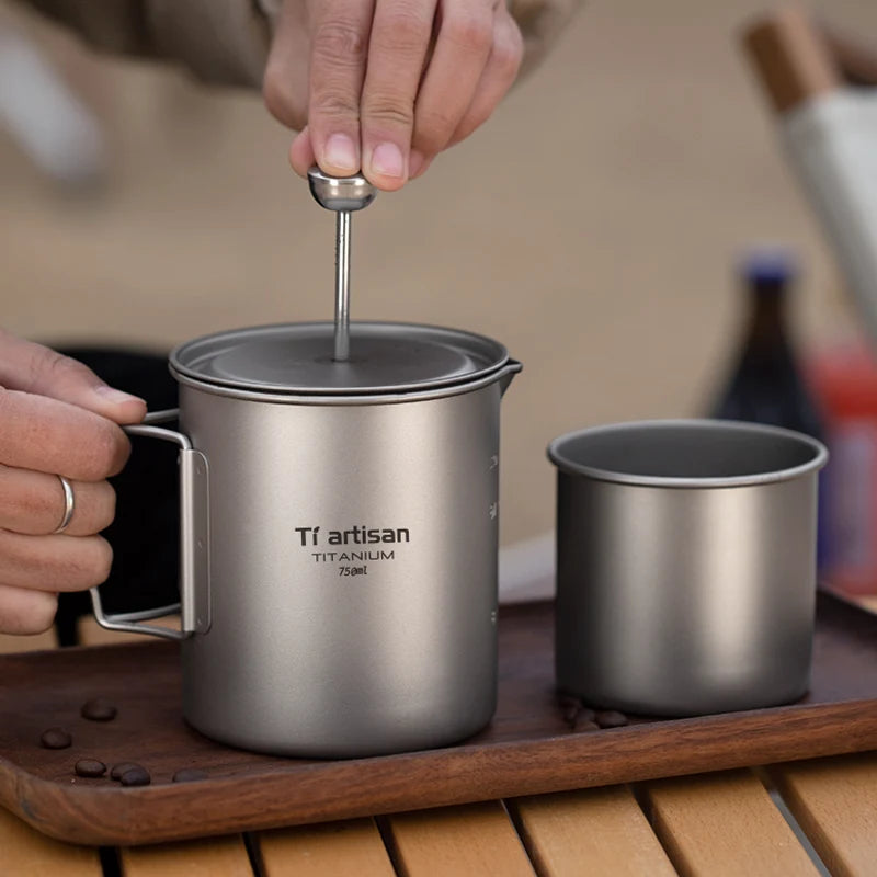 Titanium Folding French Press Coffee Maker – Portable & Lightweight