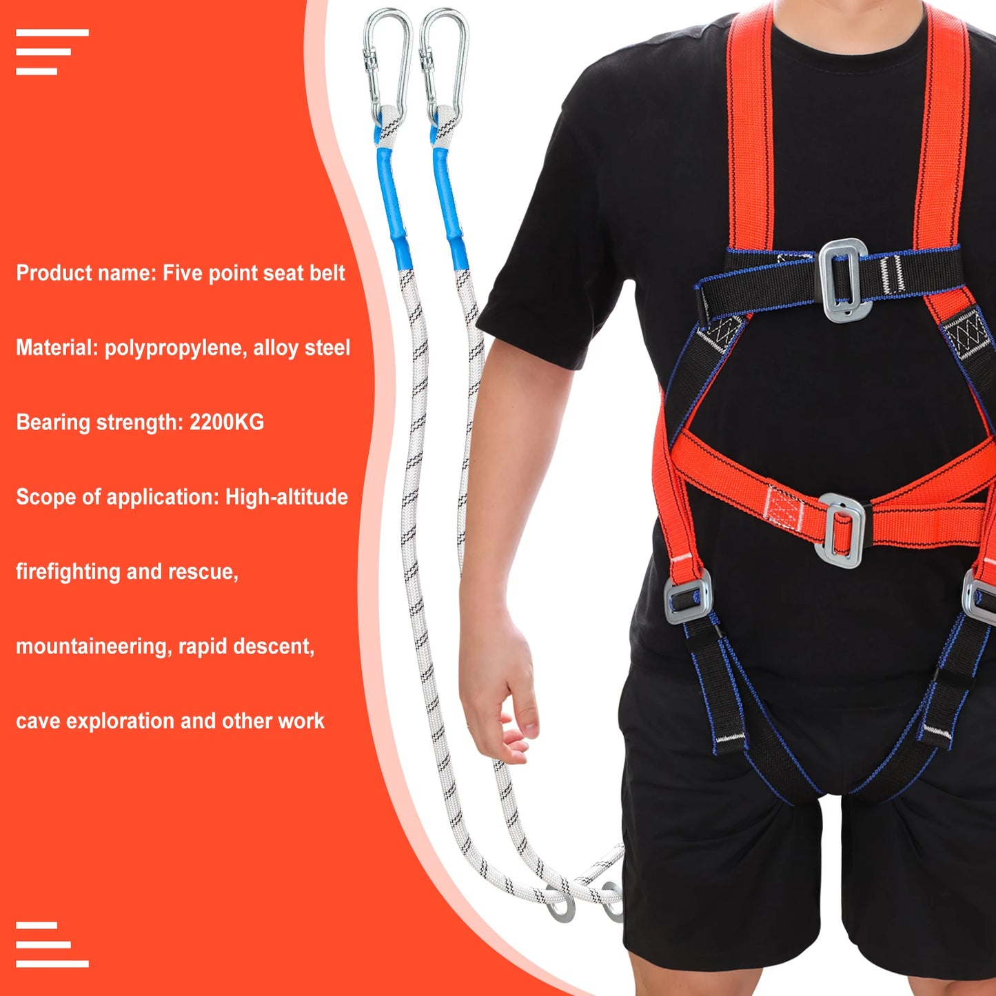 Safety Harness with Rope & Carabiner – Secure Protection