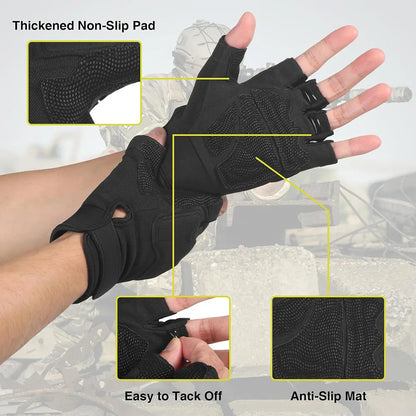 Fingerless Tactical Gloves Breathable Padded Grip