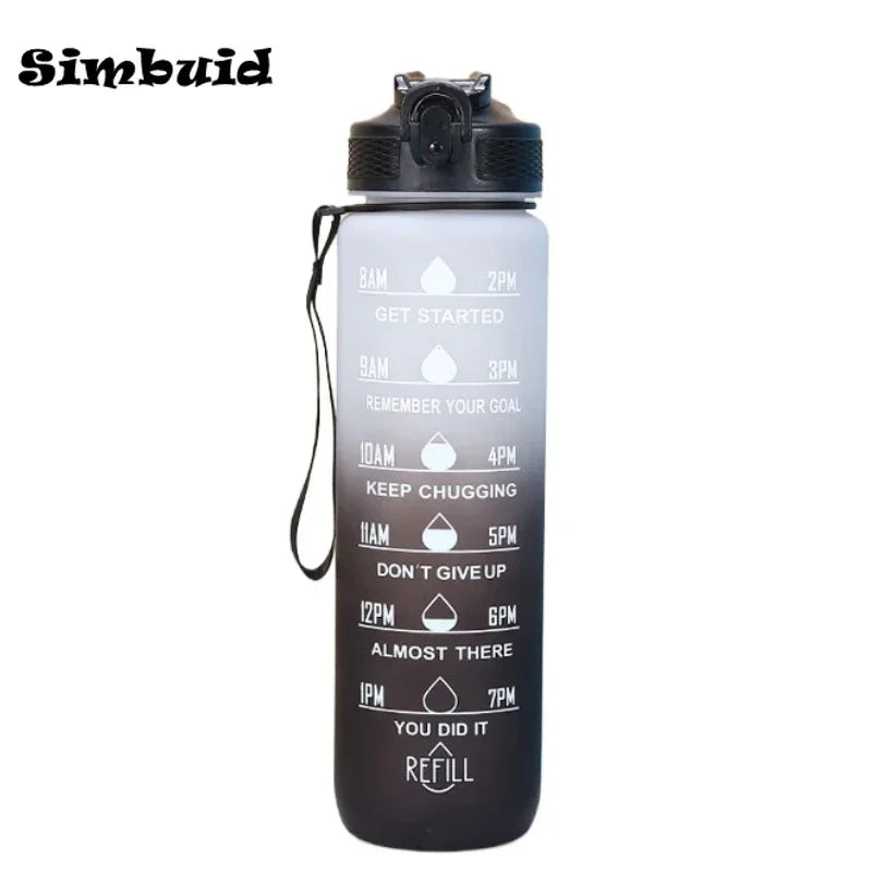 1L Sports Water Bottle with Time-Tracking Straw – Leak Proof
