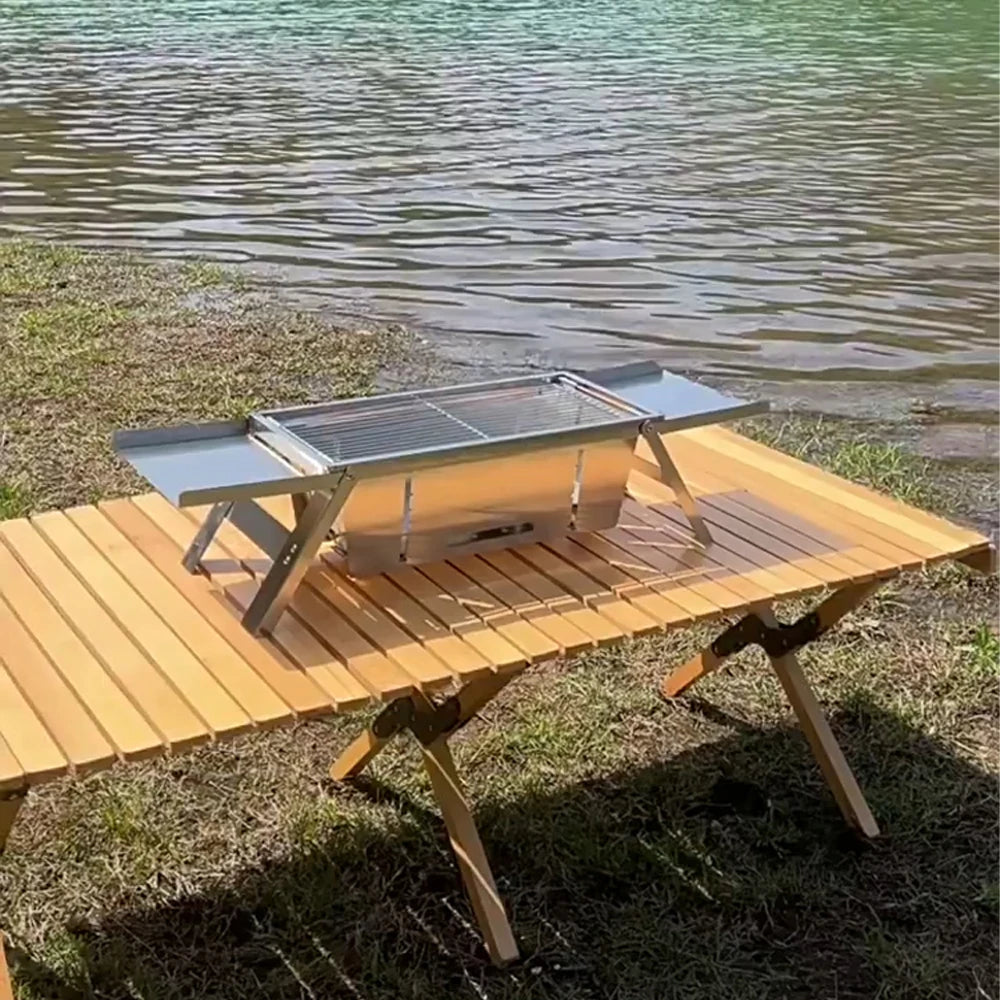 Portable Camping BBQ Grill – Foldable & Adjustable Heat