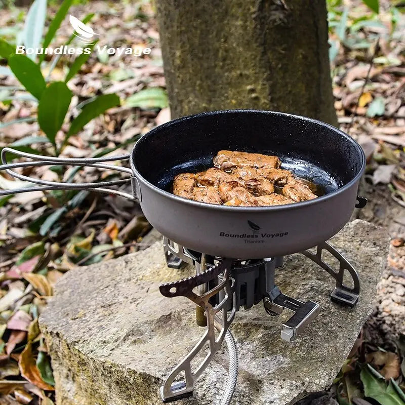 Titanium Non-stick Camping Frying Pan with Folding Handle