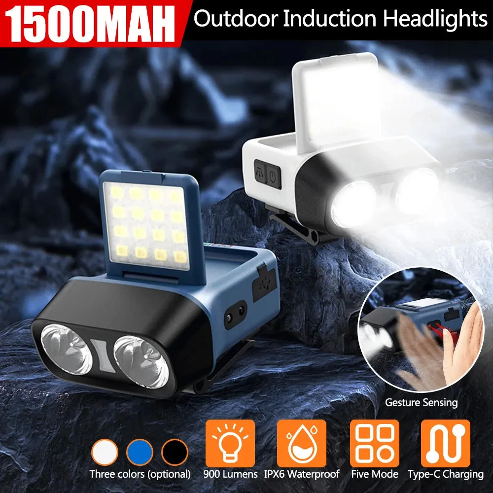 USB Rechargeable COB LED Headlamp for Camping & Fishing