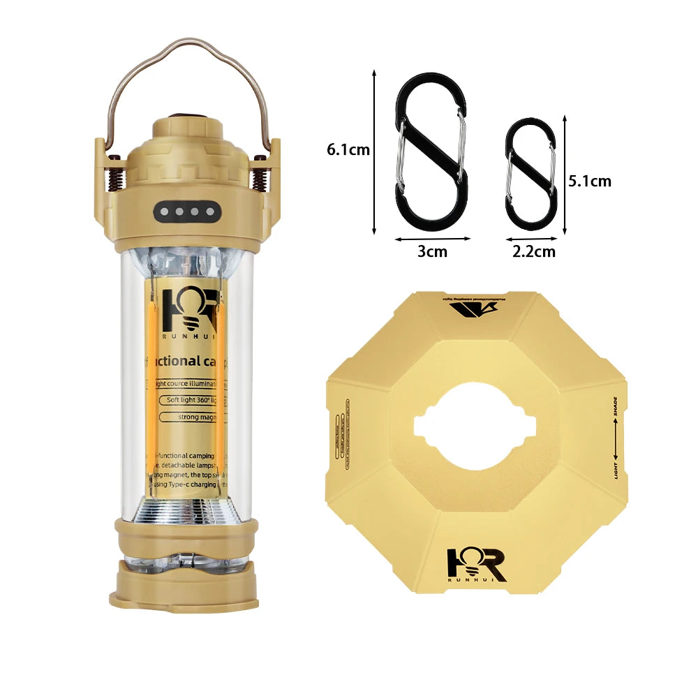 Retro LED Camping Lantern with Stepless Dimming