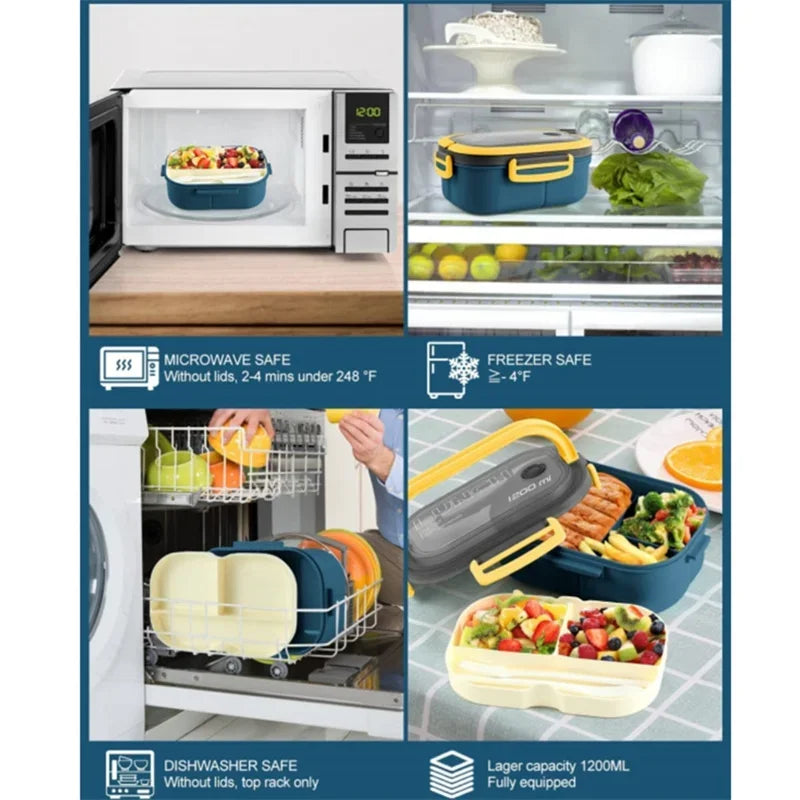 2 Layer Bento Lunch Box Leakproof with Utensils