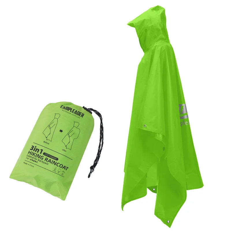 3-in-1 Waterproof Rain Poncho for Camping & Hiking