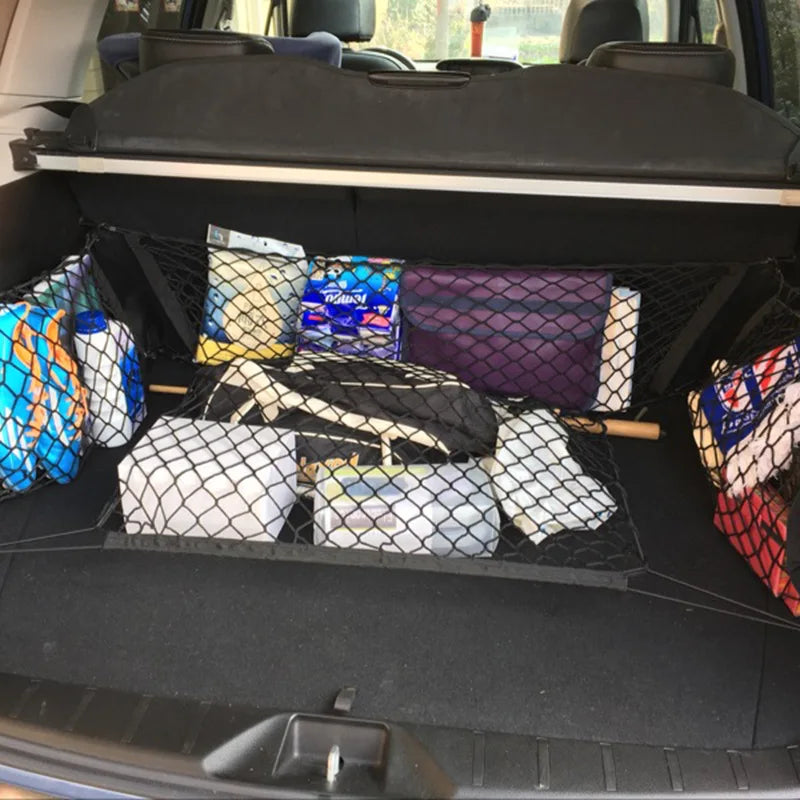 Car Rear Trunk Net Organizer – Double Layer Storage