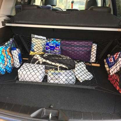 Car Rear Trunk Net Organizer – Double Layer Storage