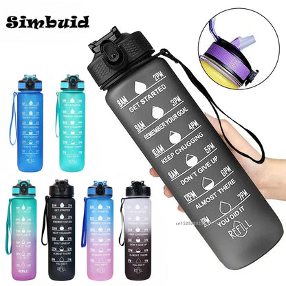 1L Sports Water Bottle with Time-Tracking Straw – Leak Proof
