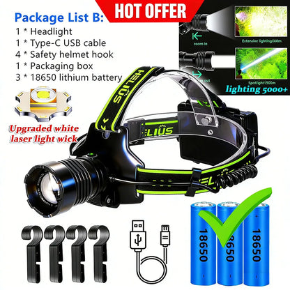 High Power LED Headlamp USB Rechargeable Waterproof Light