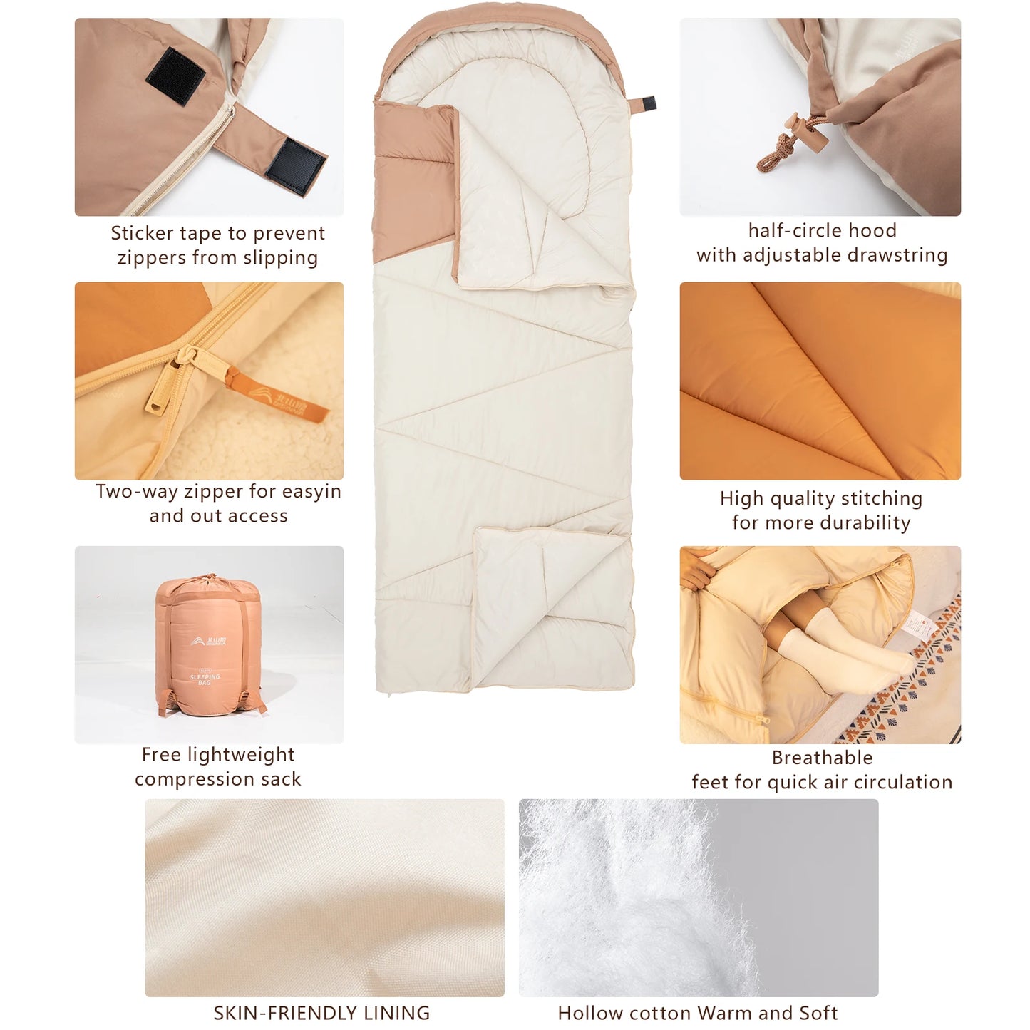 Ultralight Camping Sleeping Bag for All-Season Warmth