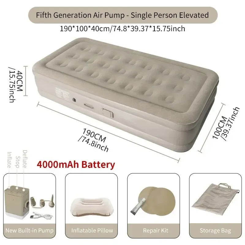 Self-Inflating Camping Air Mattress with Built-in Pump