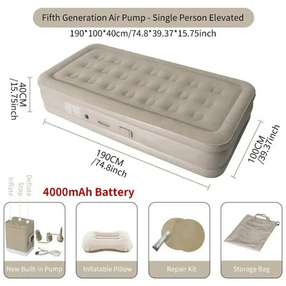 Self-Inflating Camping Air Mattress with Built-in Pump