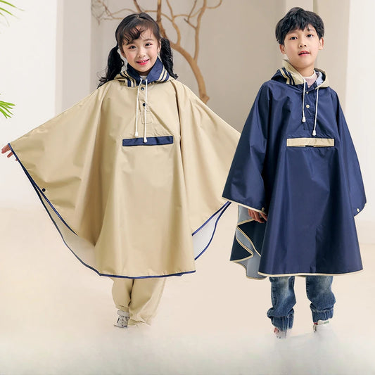Kids Waterproof Poncho Raincoat with Backpack Cover