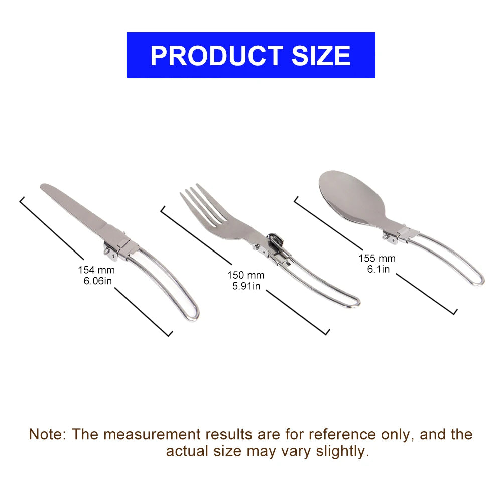 Portable Foldable Stainless Steel Cutlery Set for Camping
