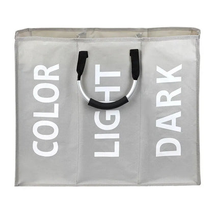Foldable Laundry Basket 3 Compartments Easy Sorting