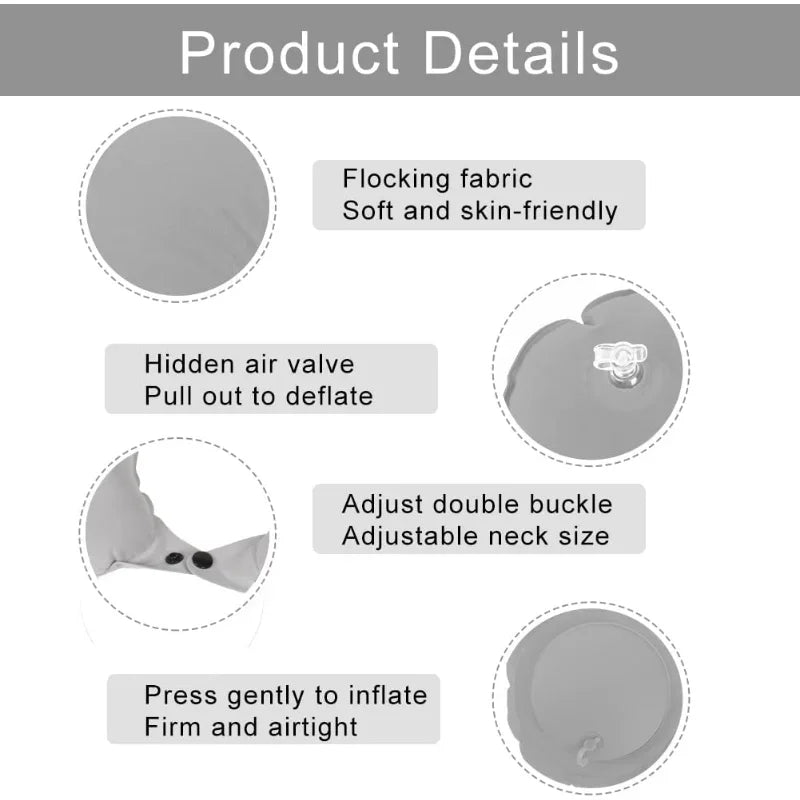 Inflatable Neck Travel Pillow for Comfortable Support