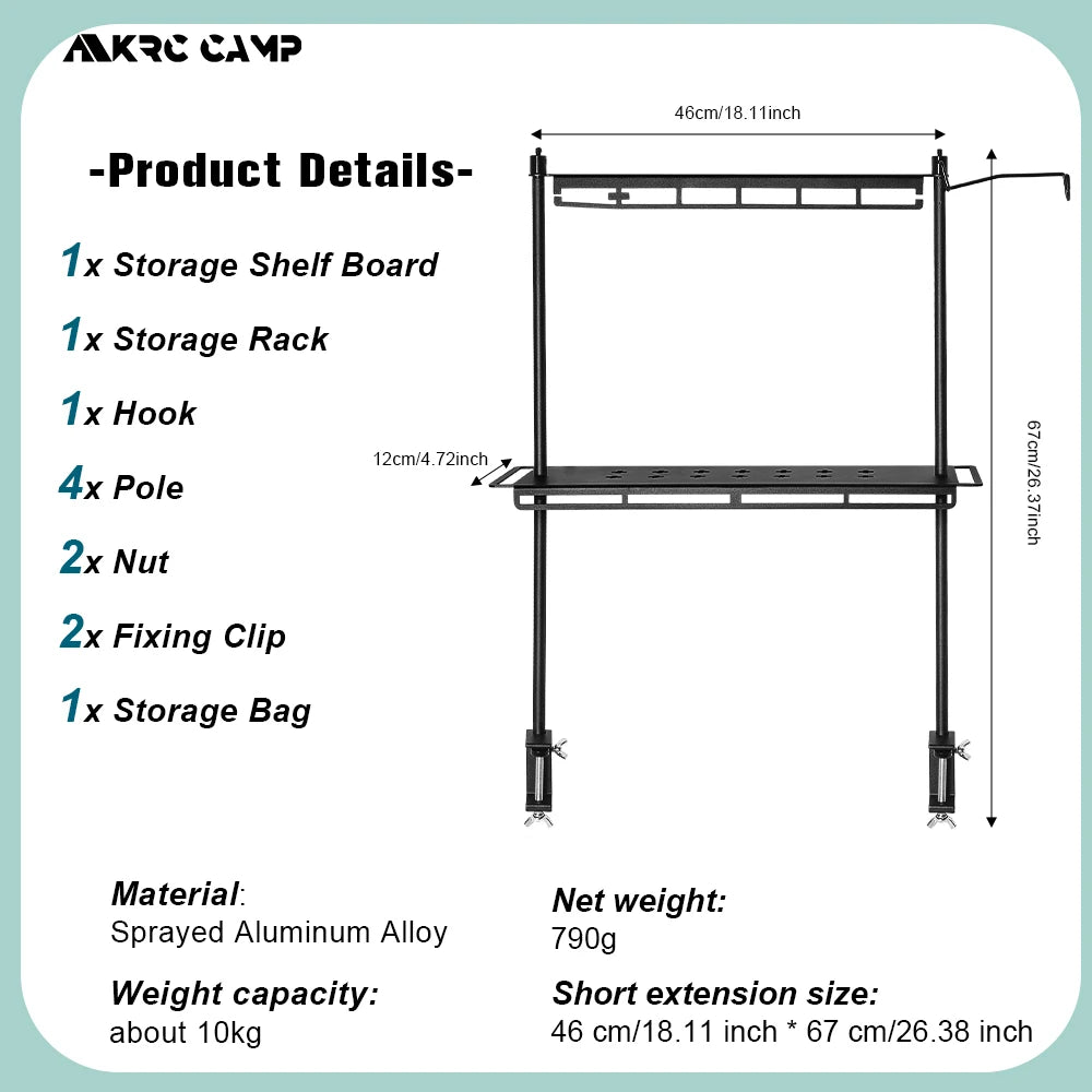 Camping Storage Shelf Lightweight Table Organizer