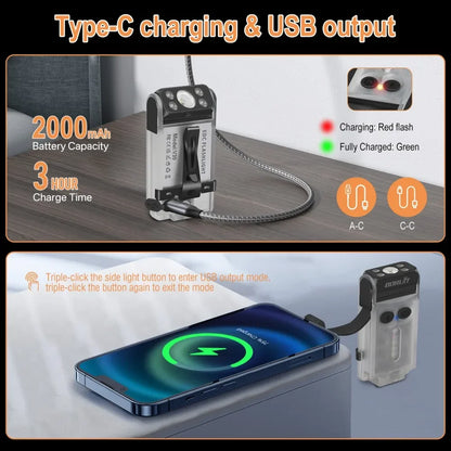 EDC LED Flashlight Rechargeable Multi-Function Safety Light